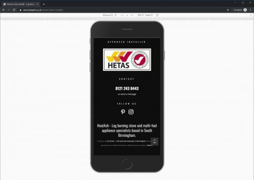 Mobile view of the footer for HeatAsh