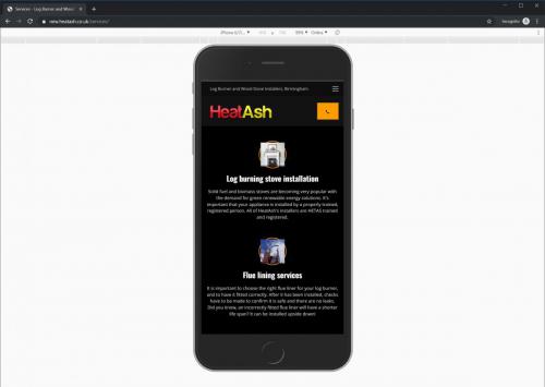 HeatAsh services, mobile view